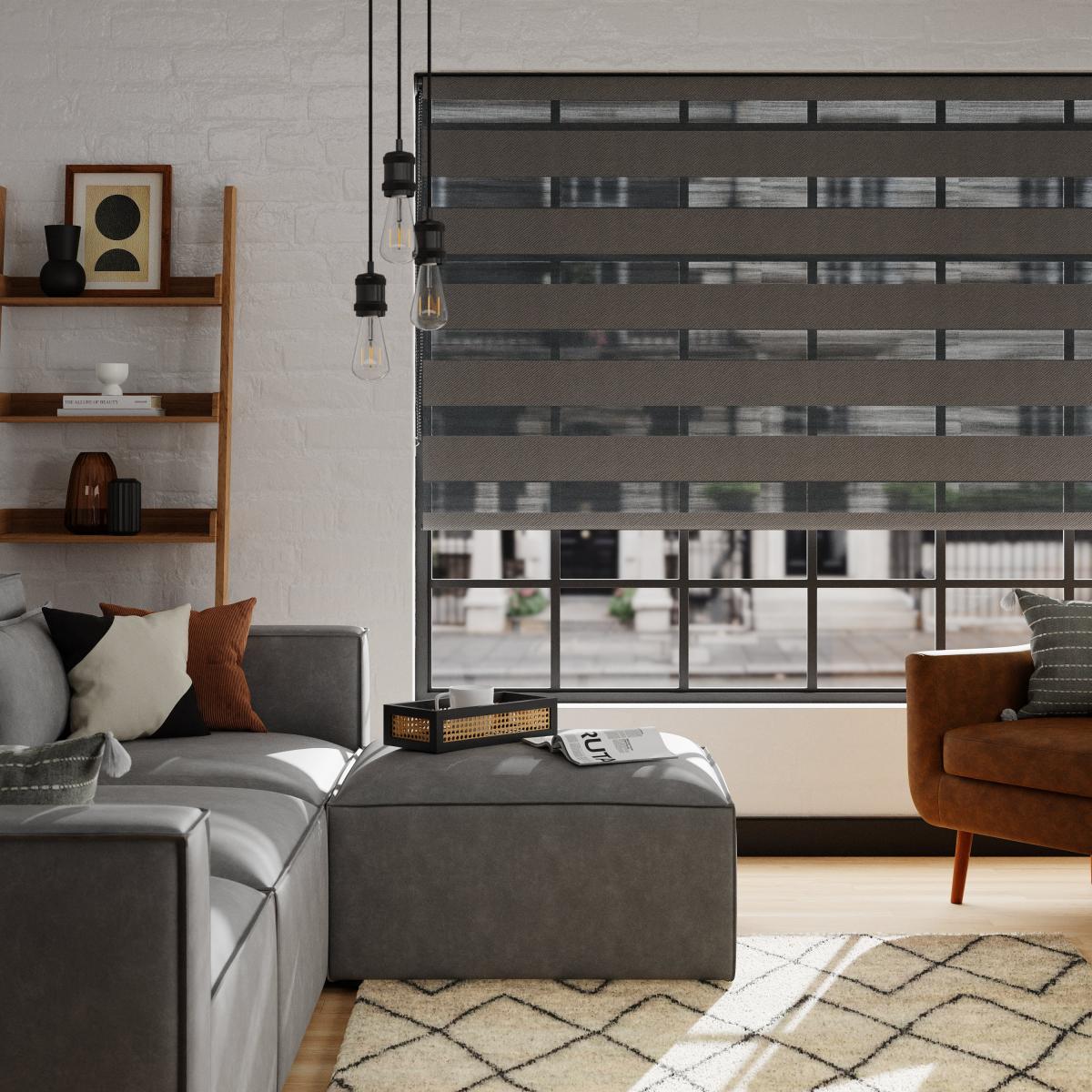 Room Darkening Grey Day and Night Roller Blind Grey – image 2