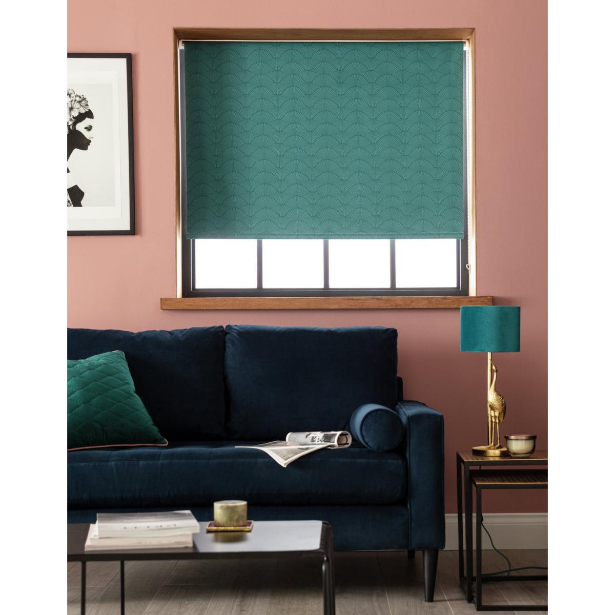 Habitat Japonica Fan Blackout Roller Blind - Teal Blue -4ft – image 2