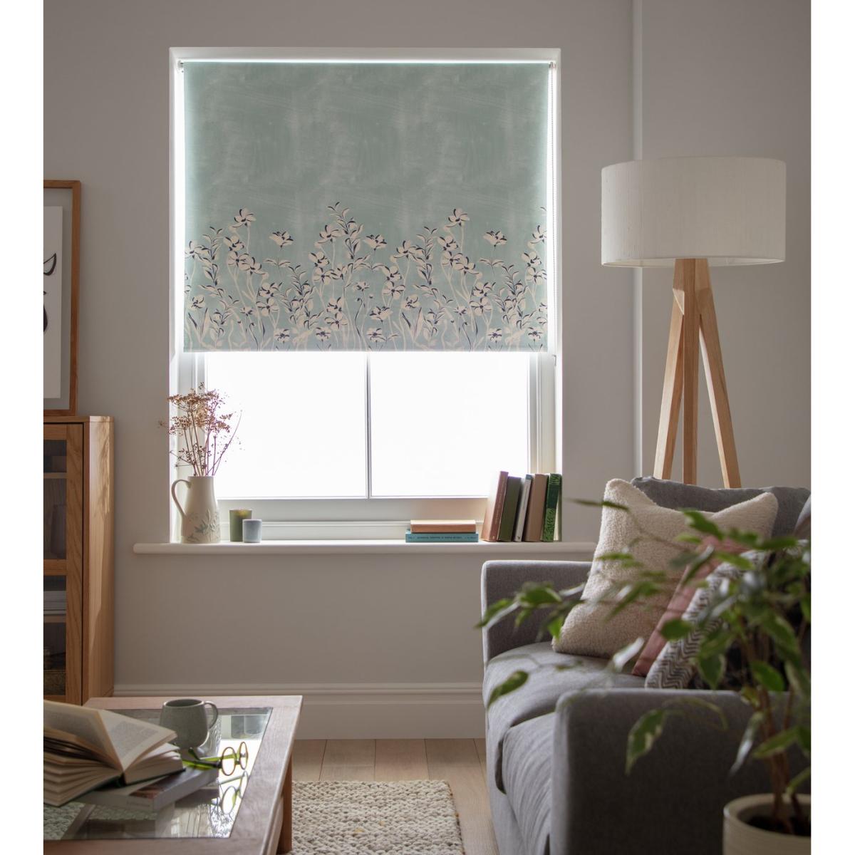 Habitat Floral Blackout Roller Blind - Blue - 3ft – image 1