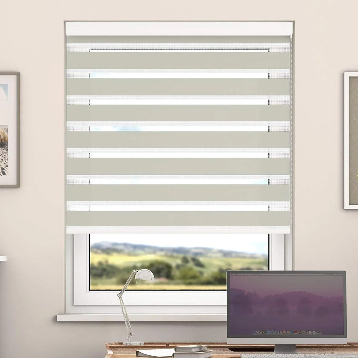 Day And Night Zebra Roller Blind with Cassette - Blue Night / 115cm – image 12