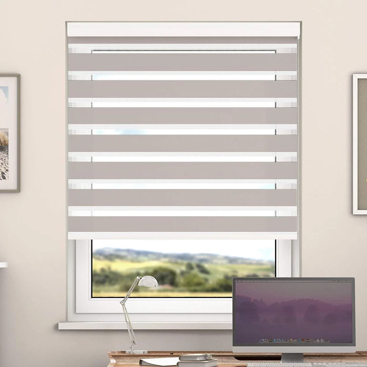 Day And Night Zebra Roller Blind with Cassette - Blue Night / 115cm – image 13