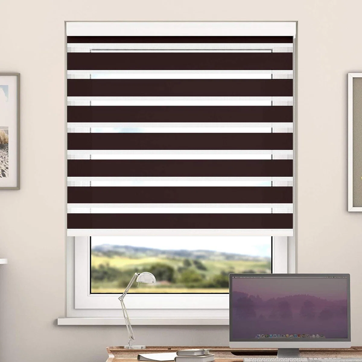 Day And Night Zebra Roller Blind with Cassette - Blue Night / 115cm – image 6