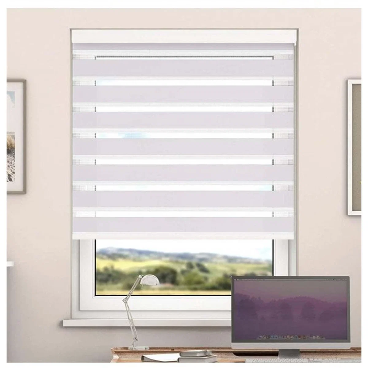 Day And Night Zebra Roller Blind with Cassette - Pepper / 85cm – image 3
