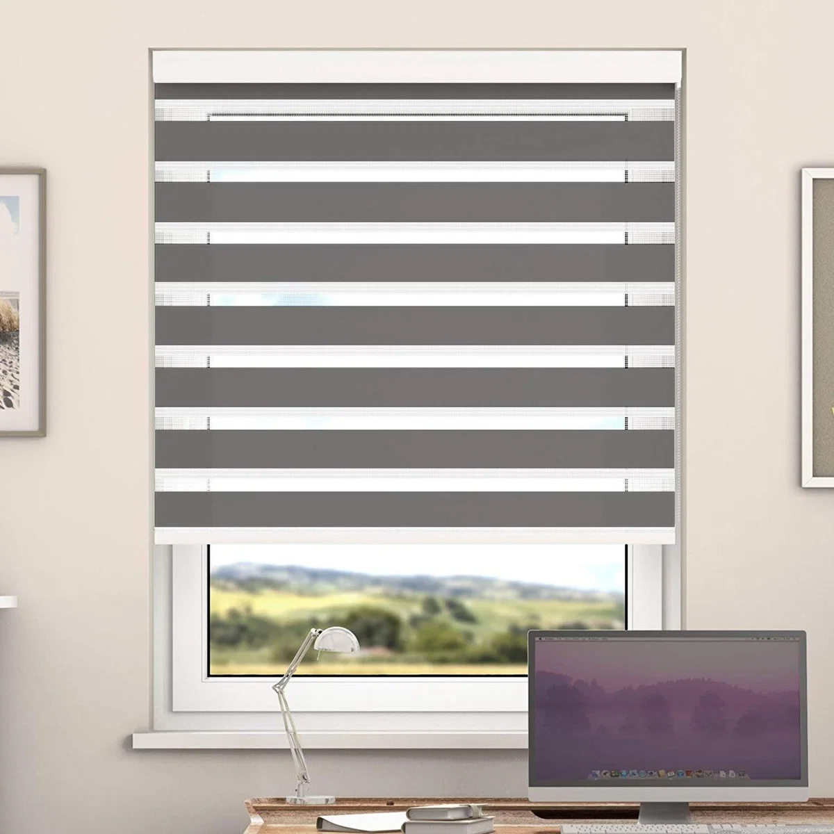 Day And Night Zebra Roller Blind with Cassette - Pepper / 85cm – image 8