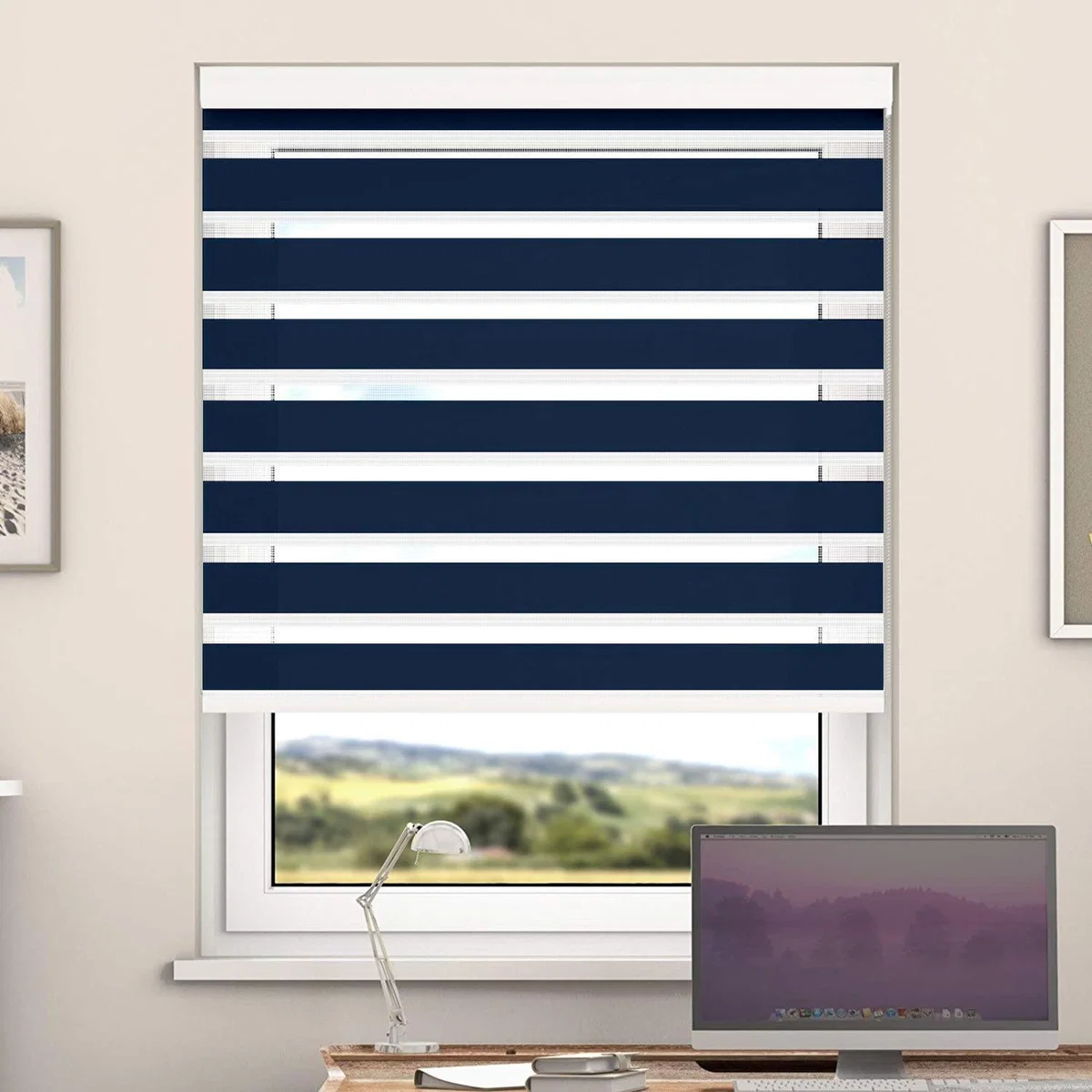 Day And Night Zebra Roller Blind with Cassette - Peach / 60cm – image 11