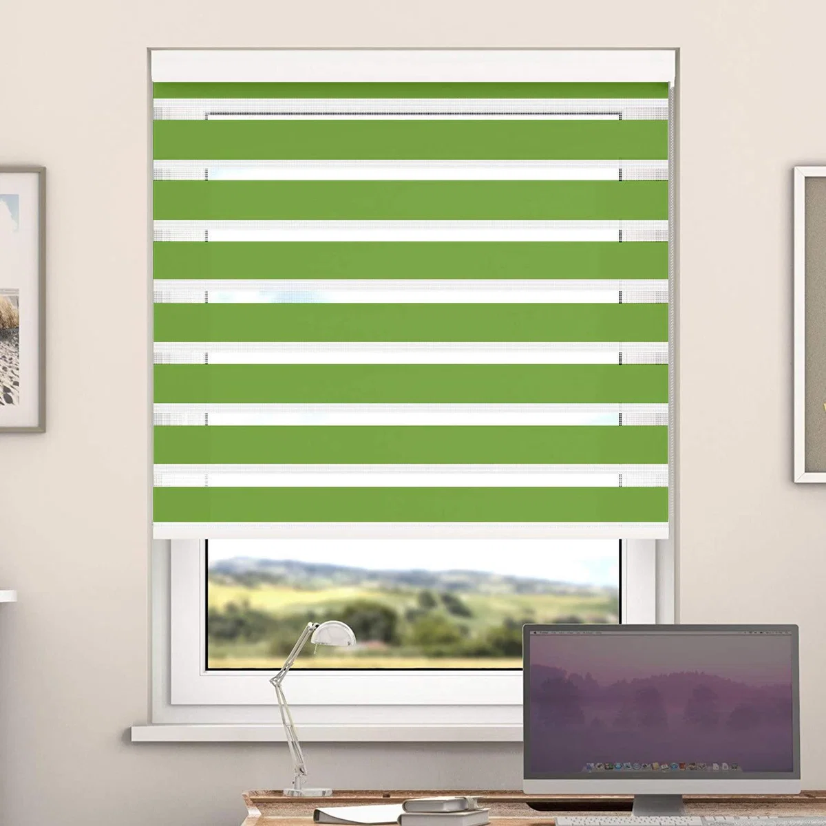 Day And Night Zebra Roller Blind with Cassette - Peach / 60cm – image 12