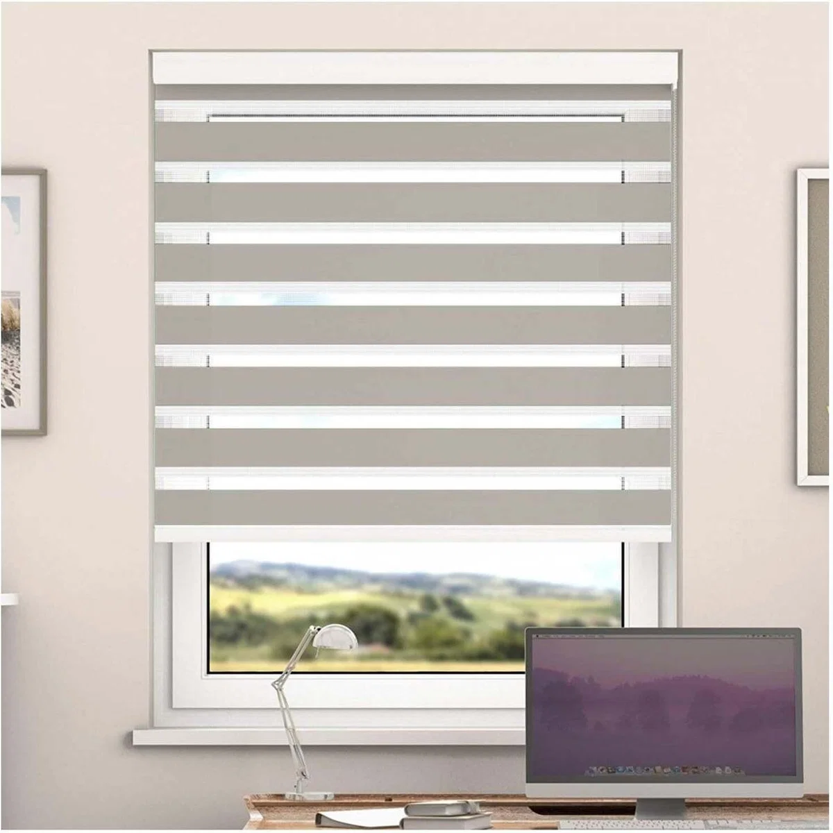 Day And Night Zebra Roller Blind with Cassette - Peach / 60cm – image 1