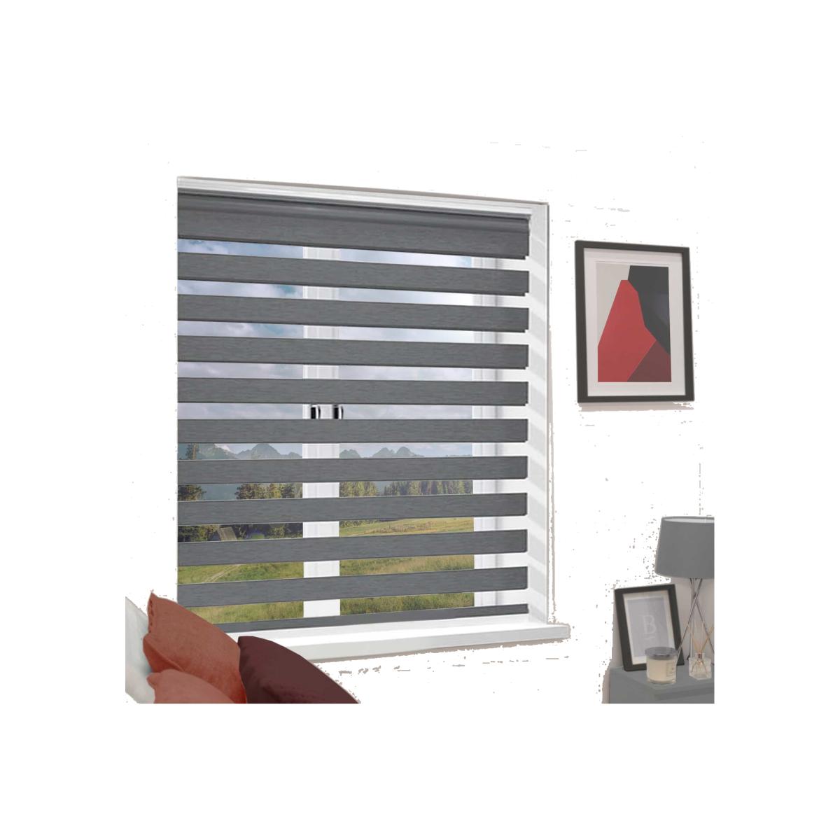 Day Night Zebra Duo Roller Blind - Dark Grey / 1.8kg / 140cm Width x 165cm Drop
