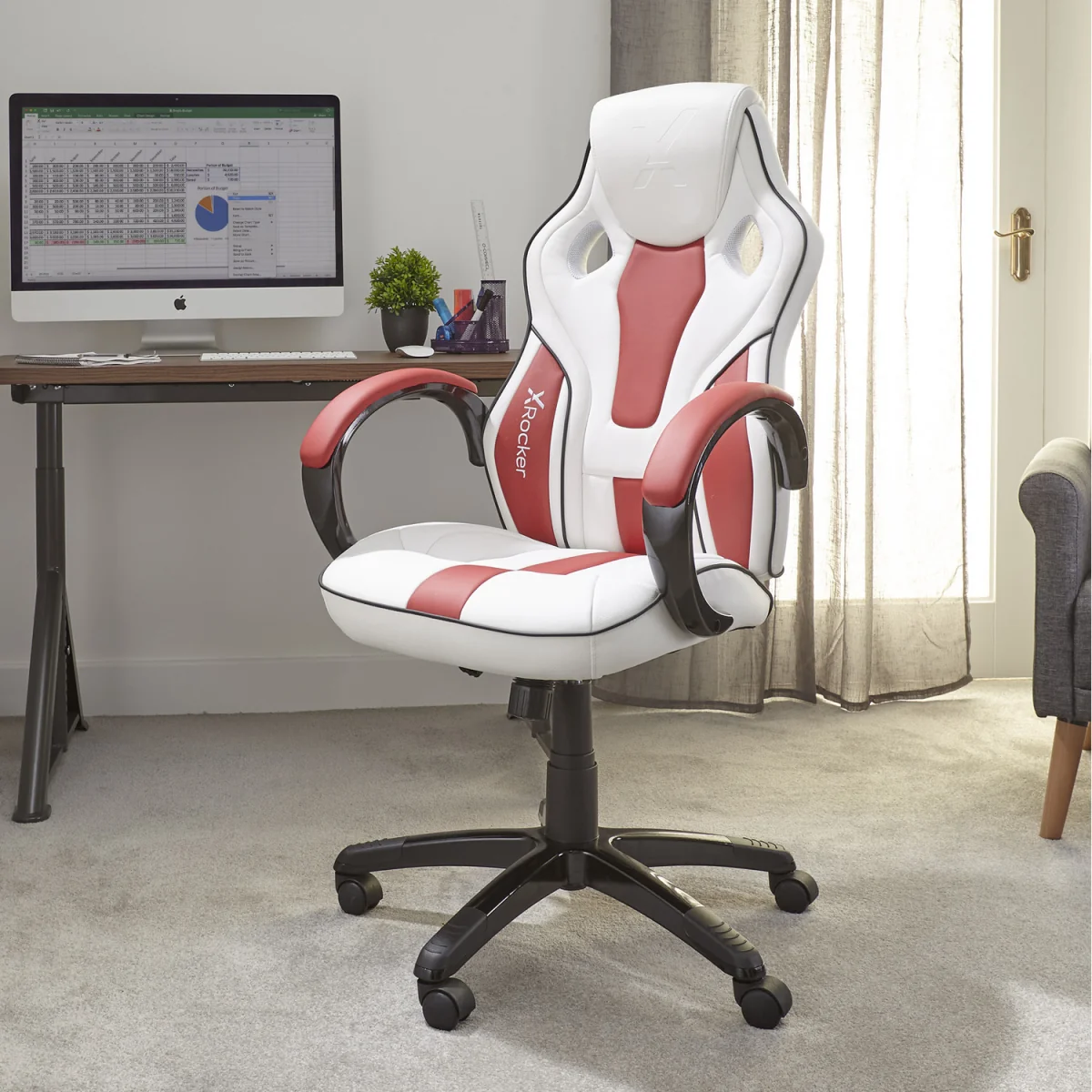 X Rocker Maverick Office Gaming Chair - Red/White – image 1