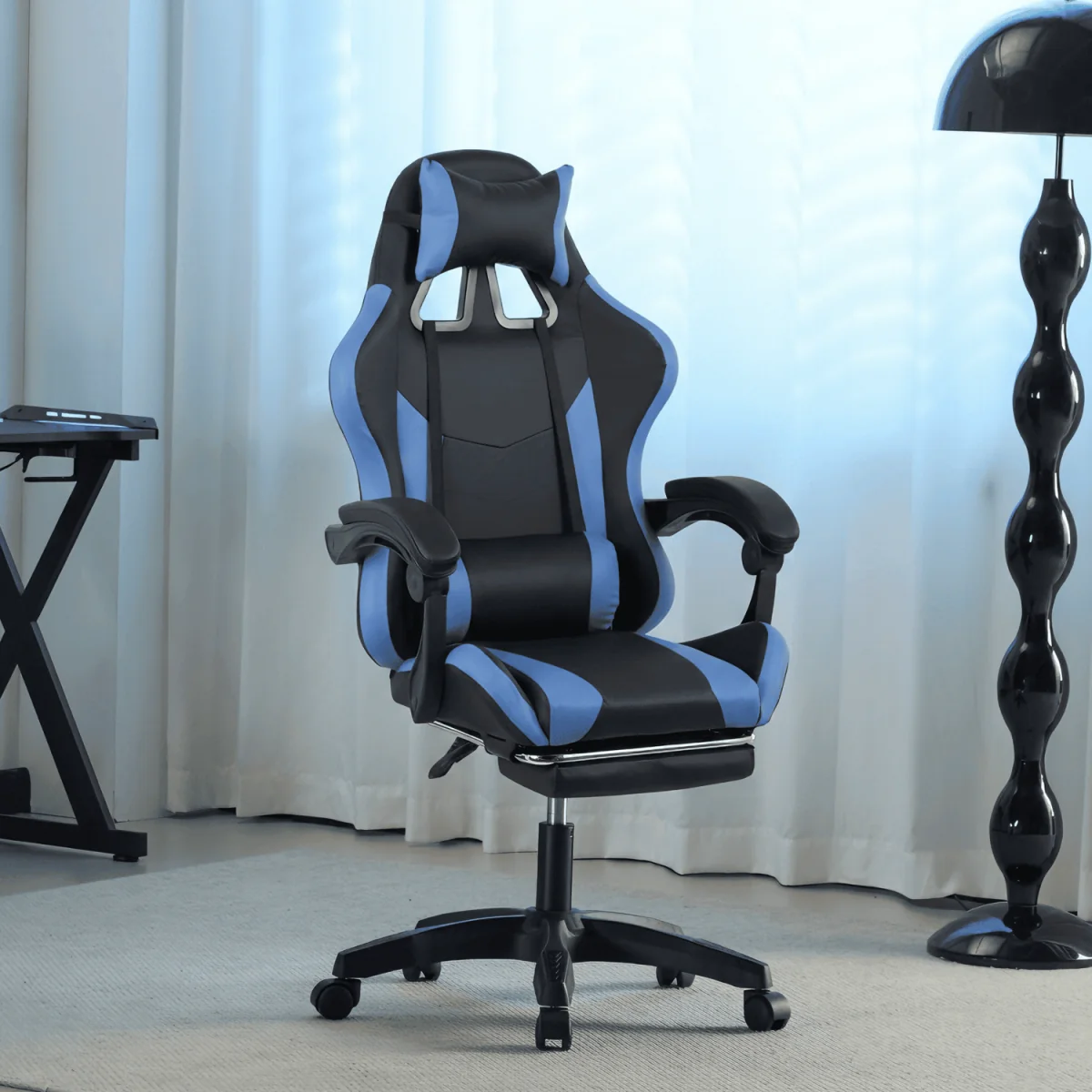 Neuro Adjustable PVC Gaming Chair with Pull-out Legrest - Pink & White / FabricFoamMetalNylonPolypropyleneSteelPVC – image 11