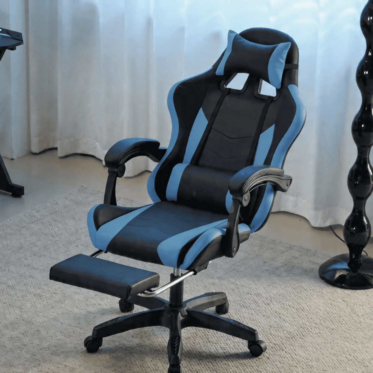 Neuro Adjustable PVC Gaming Chair with Pull-out Legrest - Pink & White / FabricFoamMetalNylonPolypropyleneSteelPVC – image 13