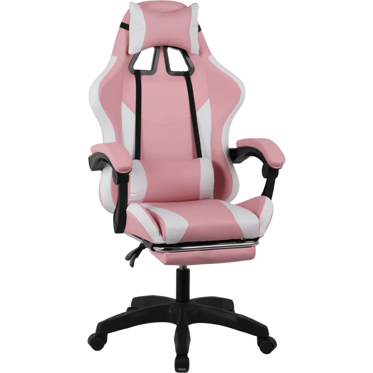 Neuro Adjustable PVC Gaming Chair with Pull-out Legrest - Pink & White / FabricFoamMetalNylonPolypropyleneSteelPVC – image 7