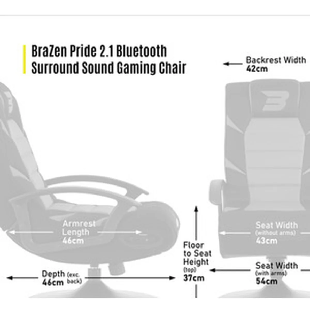 BraZen Pride 2.1 Bluetooth Surround Sound Gaming Chair - Blue – image 7