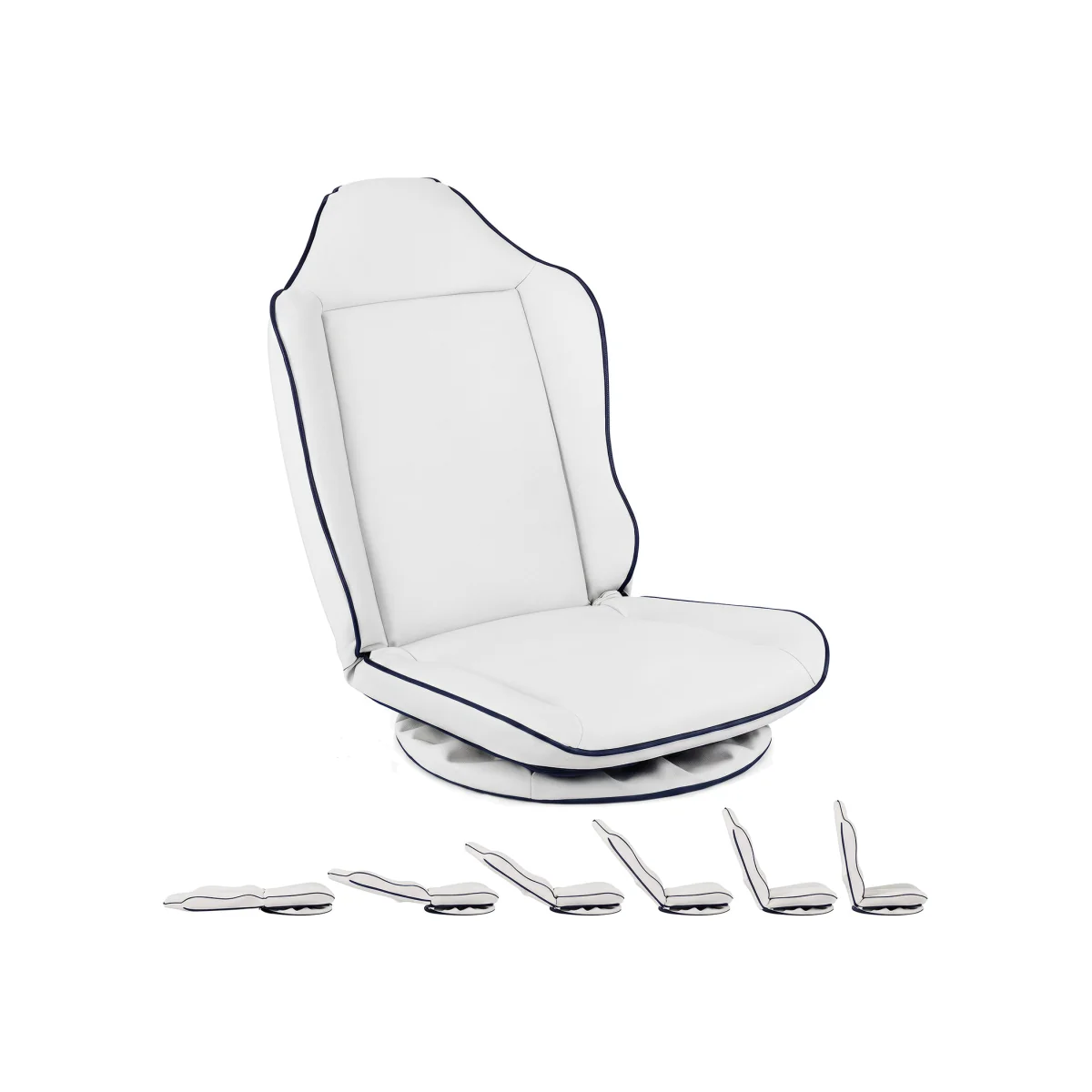 Foldable Swivel Floor Gaming Chair with Padded Seat Cushion - White – image 1