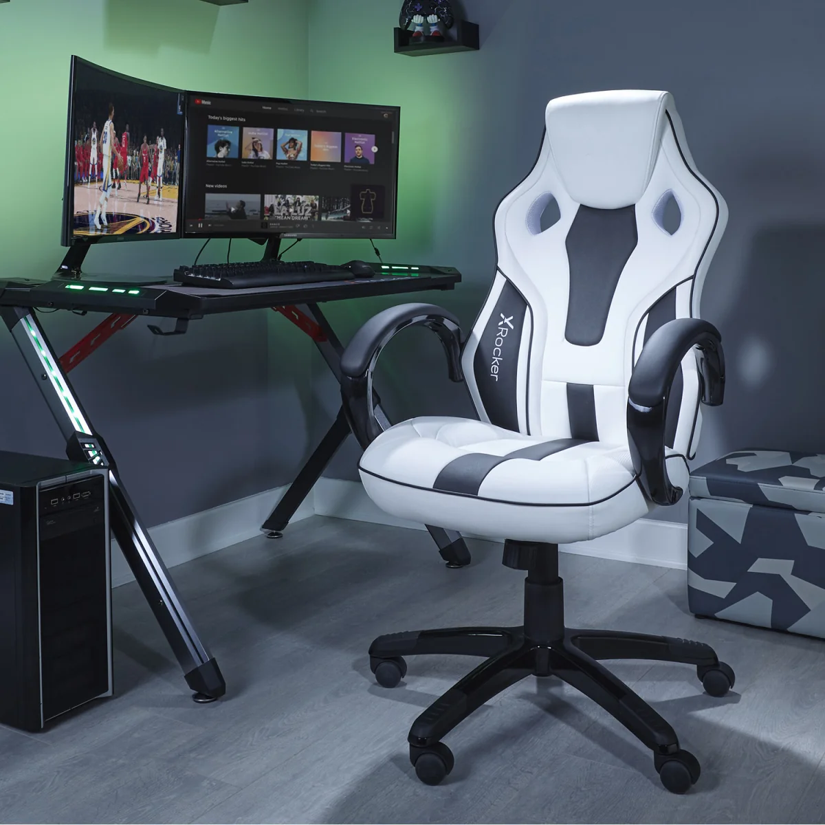 X Rocker Maverick Office Gaming Chair - White/Black – image 1