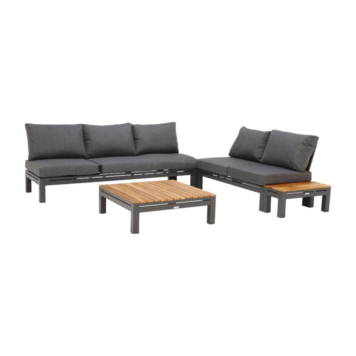 Stockholm Reclining Corner Garden Set in Aluminium, Teak and Charcoal
