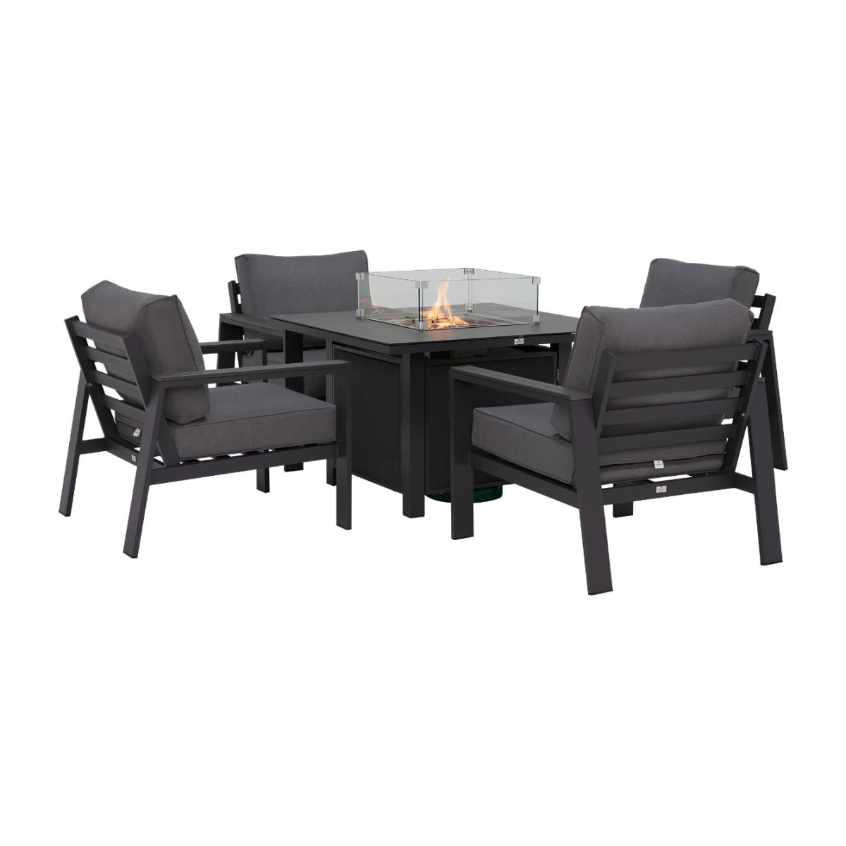 Rio Garden 4 Seater Square Firepit Set, Grey | Barker & Stonehouse – image 1