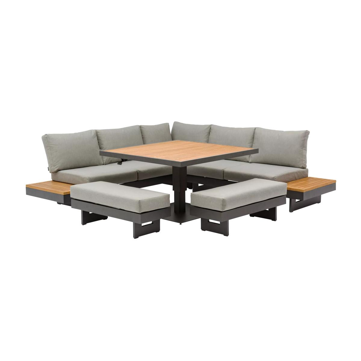 Bramblecrest Vilamoura 8-Seater L-Shape Square Garden Lounge Set with Height Adjustable Table, Anthracite – image 1