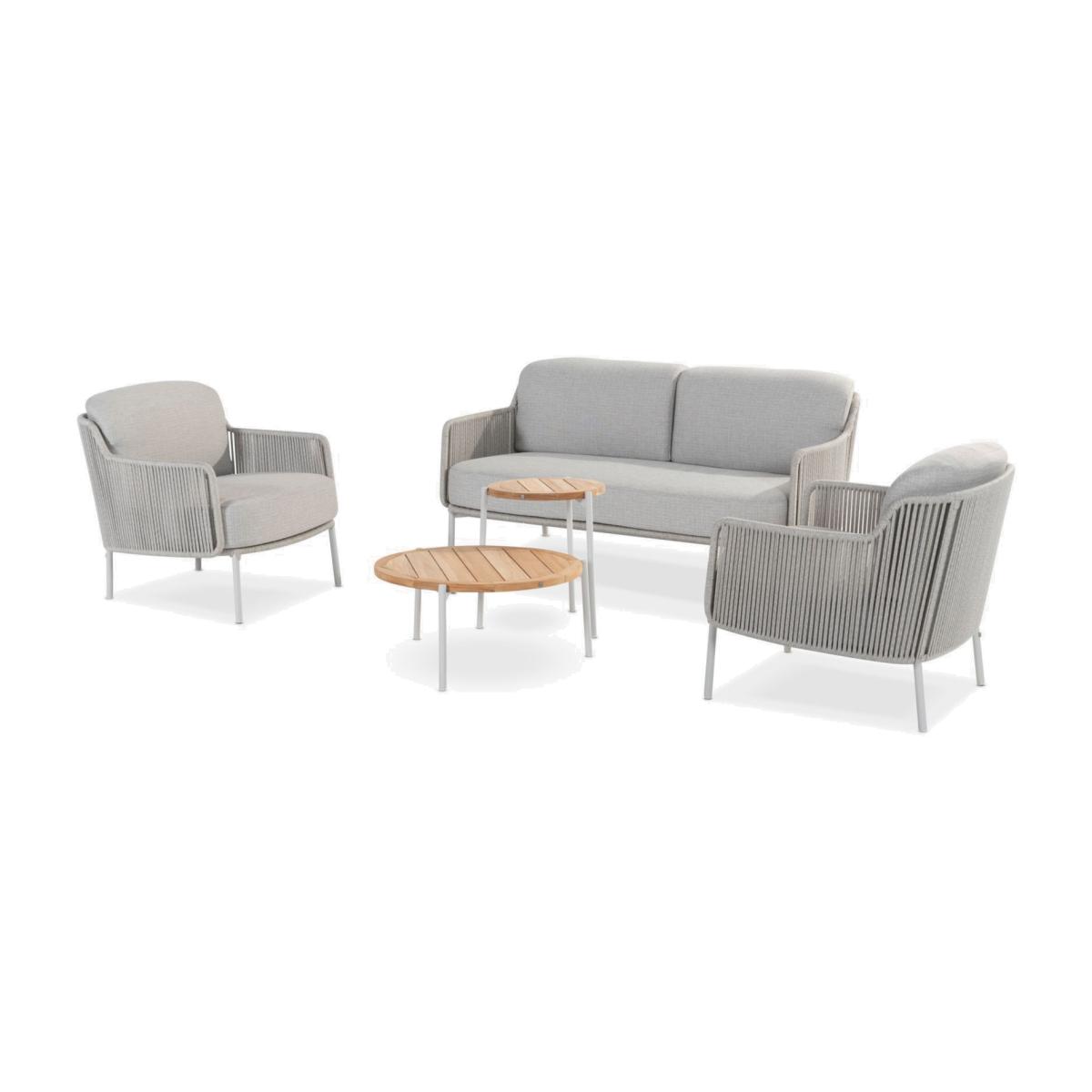 4 Seasons Outdoor Bernini & Yoga 4-Seater Garden Lounge Set, FSC-Certified (Teak Wood), Frozen/Natural – image 1
