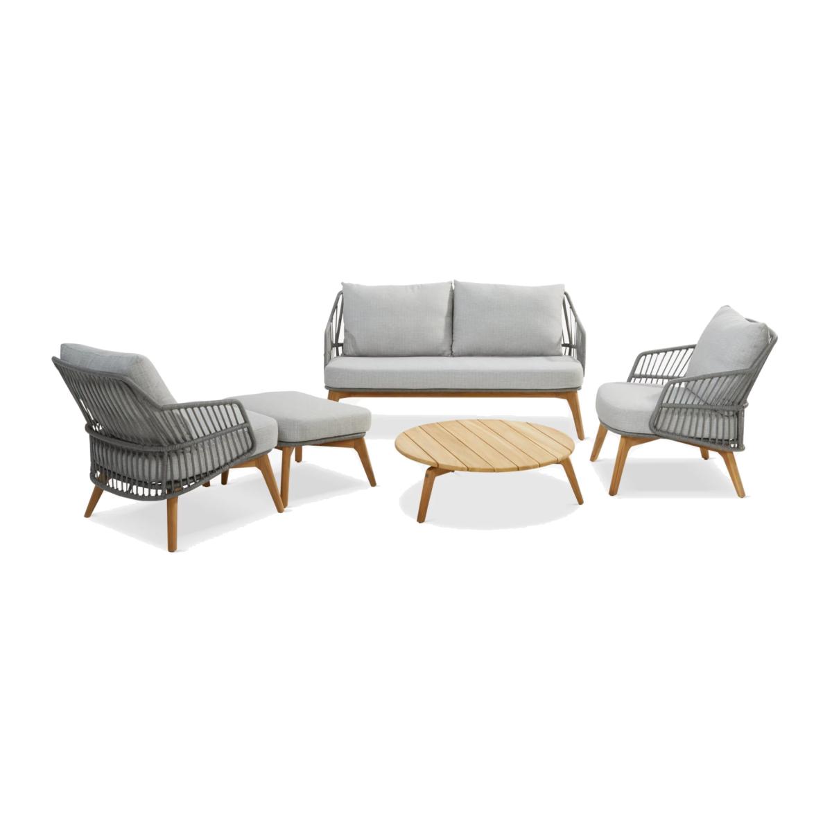 4 Seasons Outdoor Sempre 4-Seater Garden Lounging Set, FSC-Certfied (Teak Wood), Silver Grey – image 1