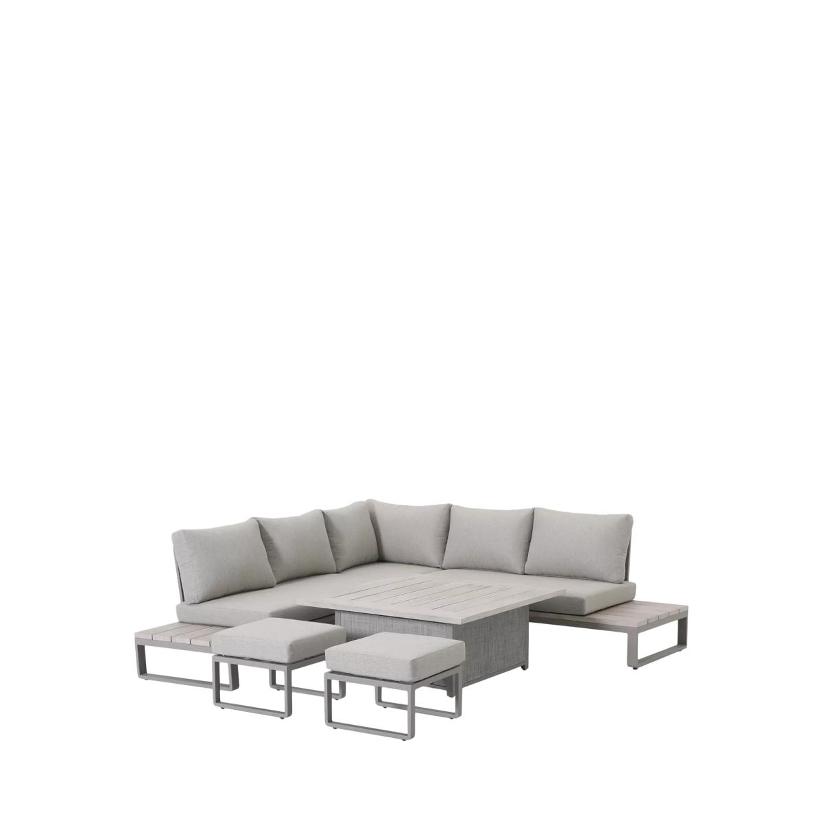 KETTLER Marina 6-Seater Corner Garden Dining/Lounge Set with Height Adjustable Table, Grey – image 2