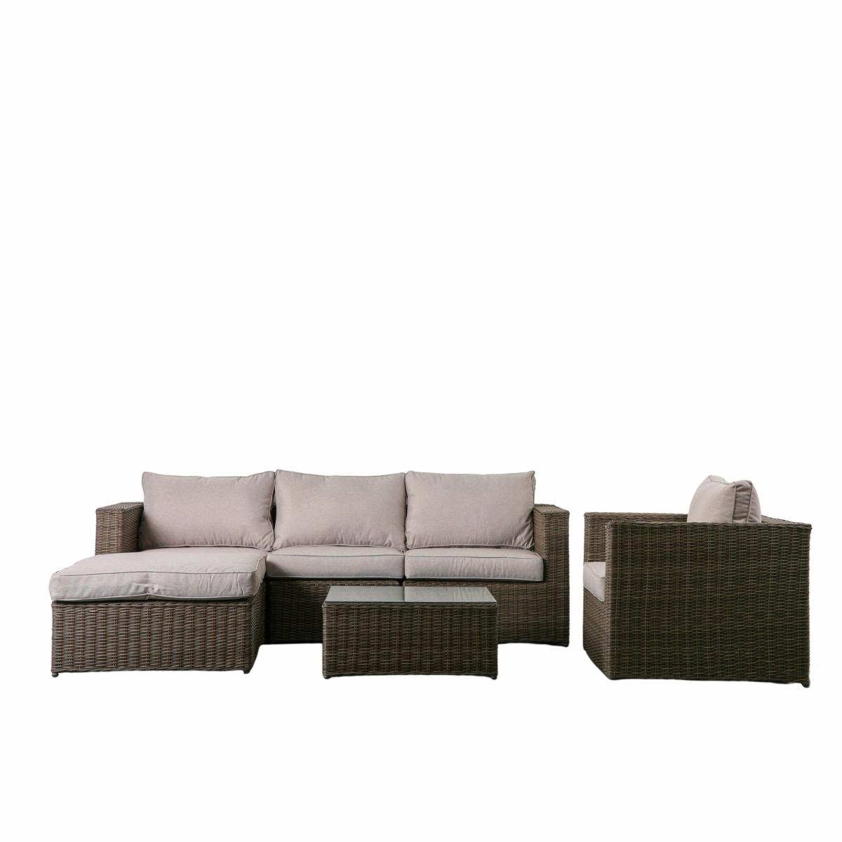 Compton Rattan Chaise Sofa and Chair Set - Natural – image 2