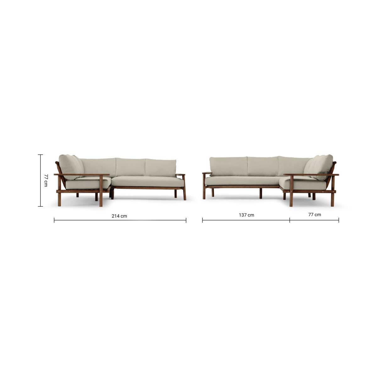 Laruna Garden Corner Sofa, Dark Acacia Wood & Natural – image 3