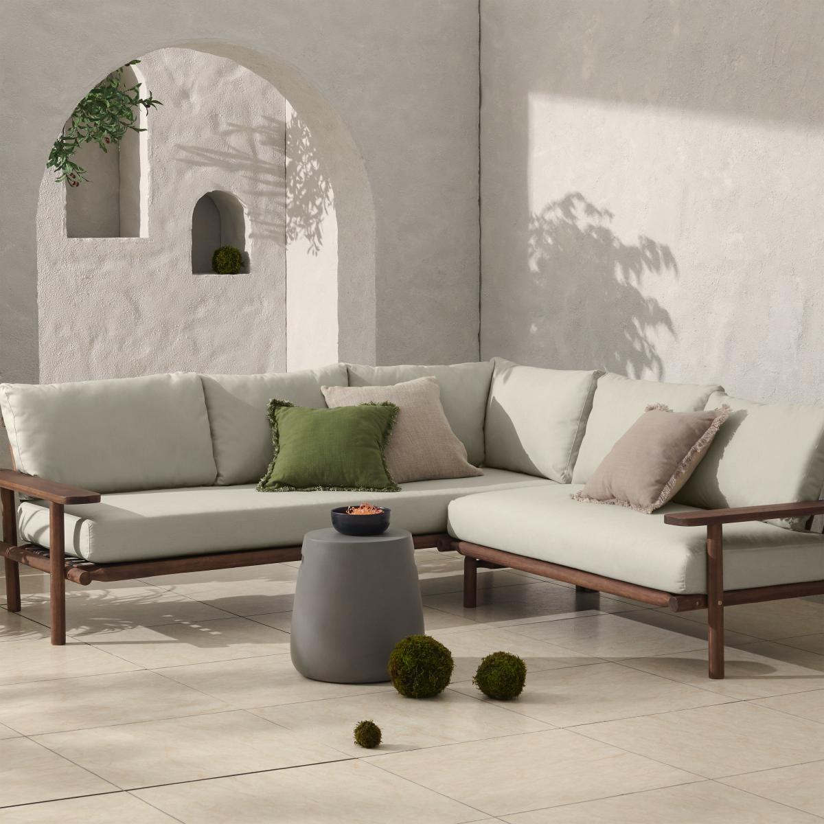 Laruna Garden Corner Sofa, Dark Acacia Wood & Natural – image 4
