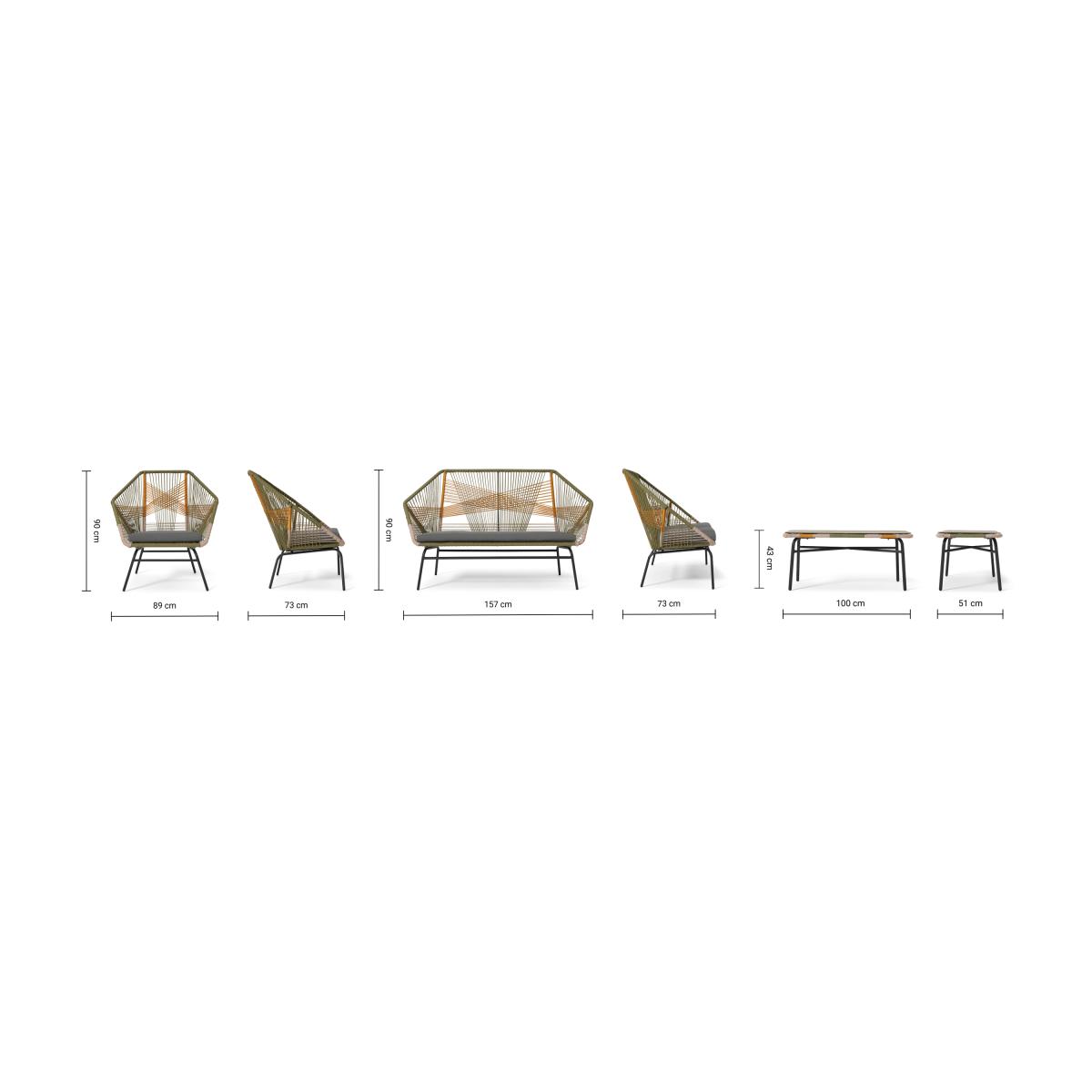 Copa Garden Lounge Set, Sage Green & Orange – image 6