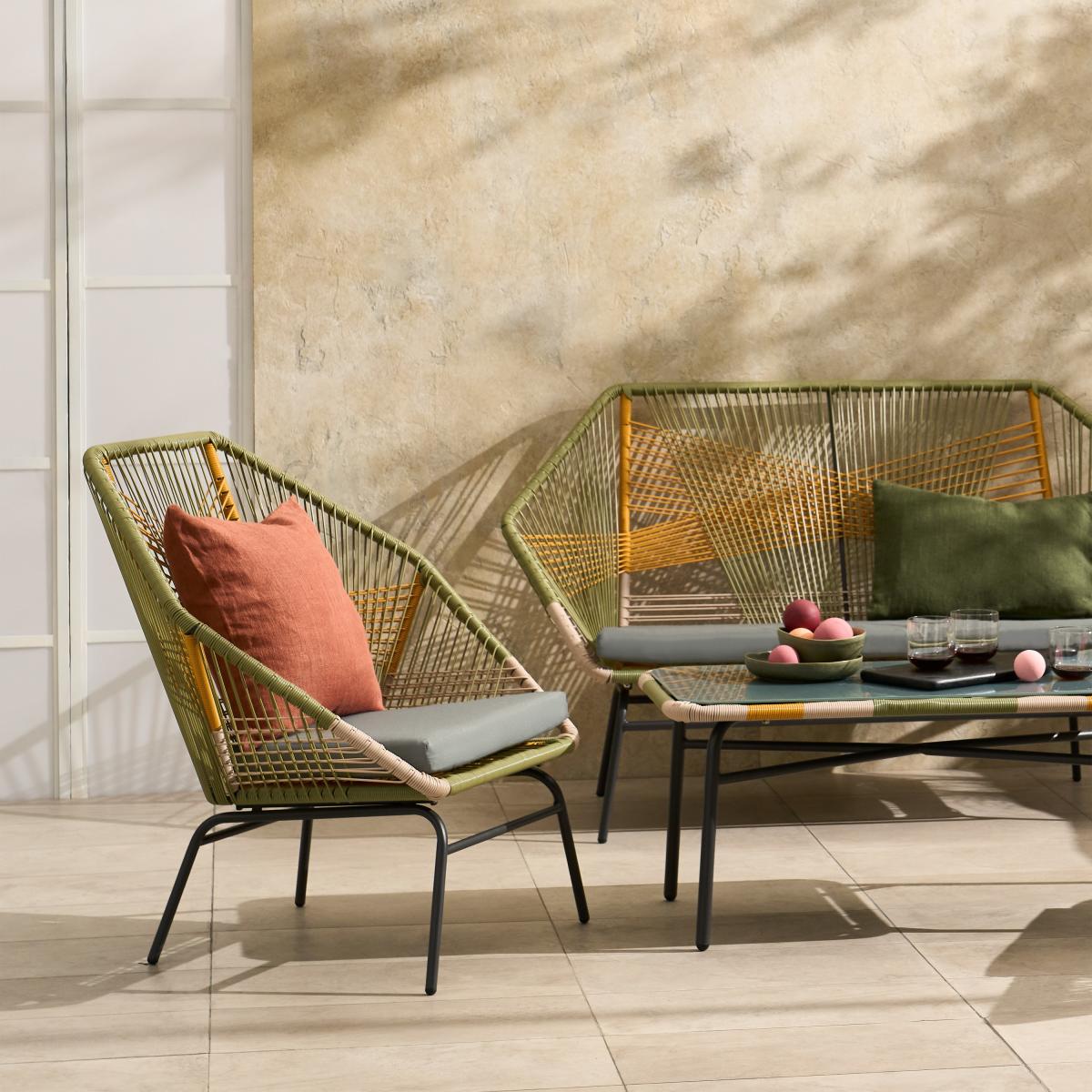 Copa Garden Lounge Set, Sage Green & Orange – image 1