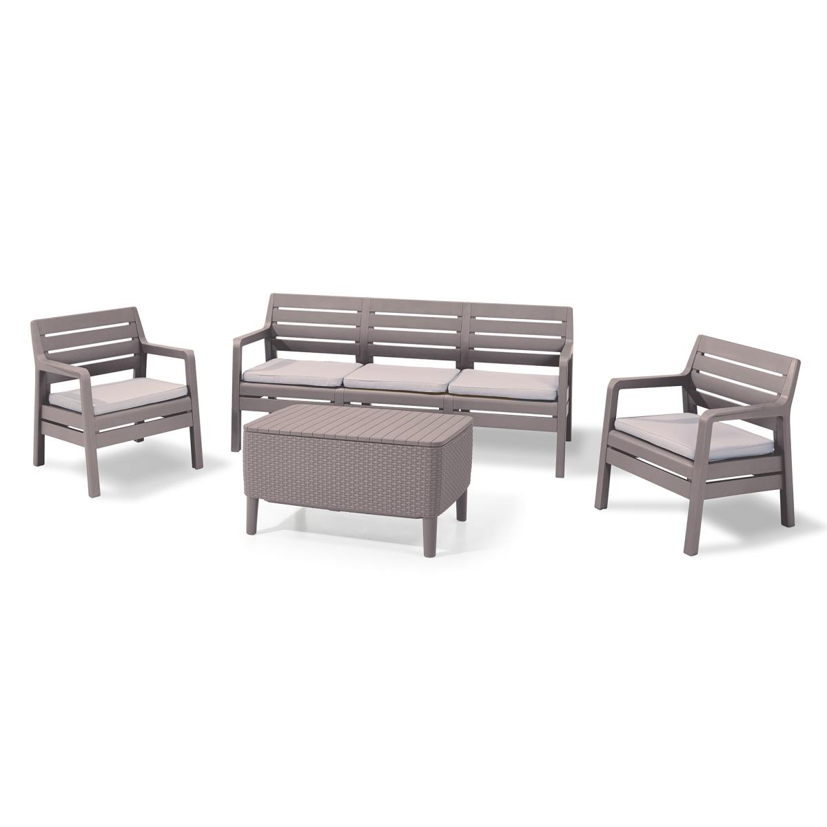 Delano - Garden Furniture Set with Storage Table – 5 Seats – Taupe – image 2