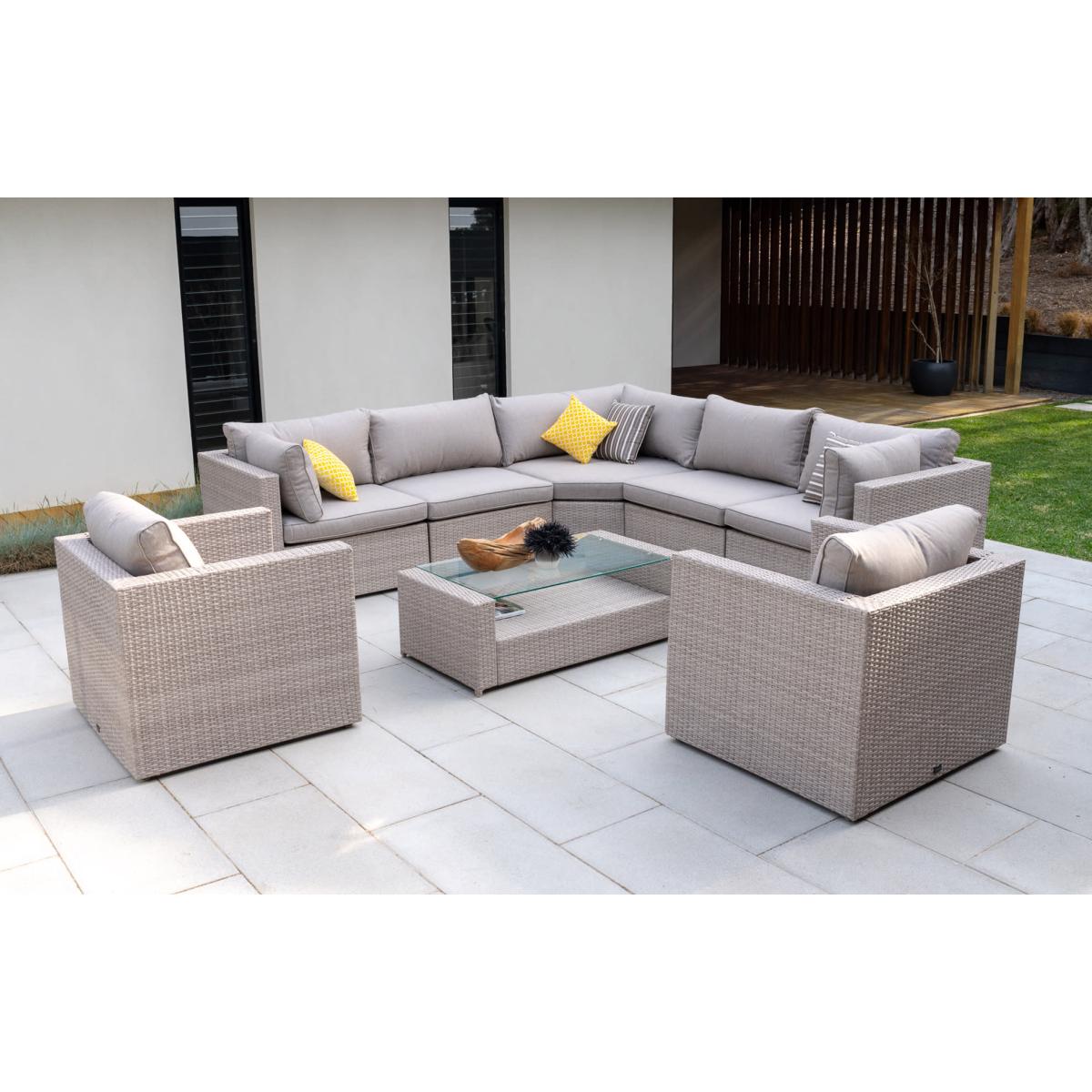 Porto – Rattan Corner Lounge Set – 7- Seats - Grey – image 1