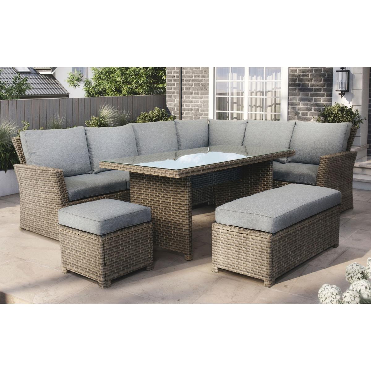 Palma – Corner Rattan Garden Lounge Set – 9 Seater - Grey – image 1