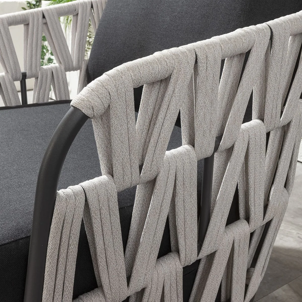 Modern 6 Seater Garden Sofa Set with Coffee Table Light Grey Rope – image 5