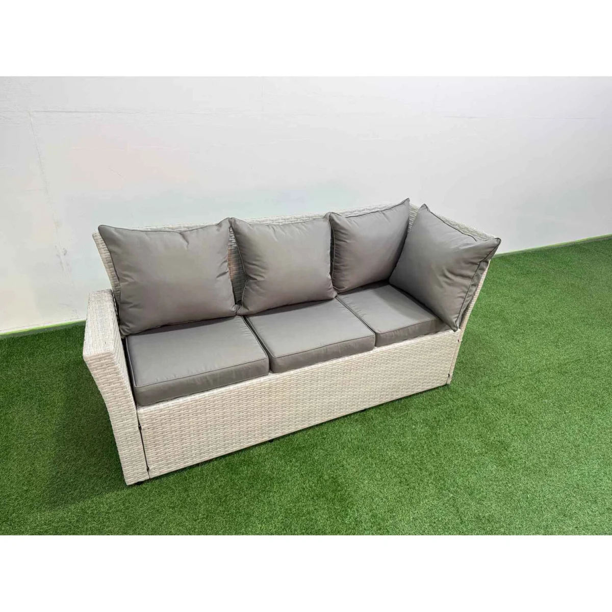 Fimous Outdoor PE Rattan 11-Seater Garden Corner Sofa Set Light Grey Mixed - Light Grey Mixed – image 4