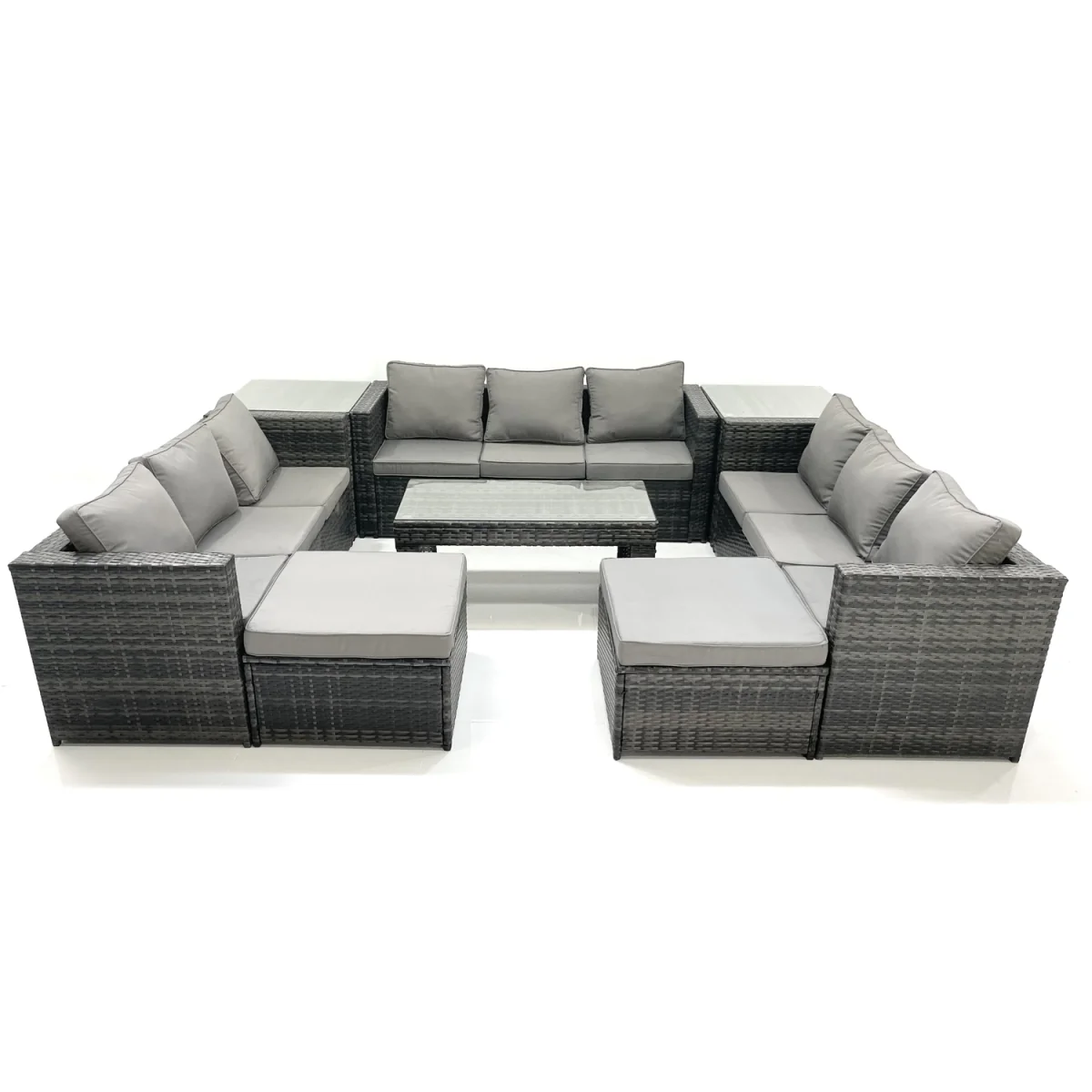 Fimous Outdoor Garden Furniture Set 8-Piece Rattan Lounge Set Dark Grey Mixed - Dark Grey Mixed – image 2