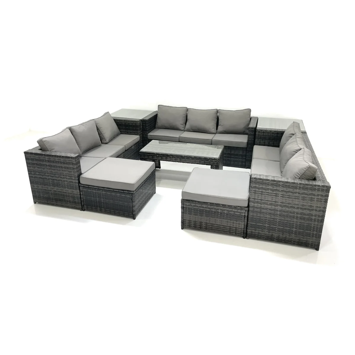 Fimous Outdoor Garden Furniture Set 8-Piece Rattan Lounge Set Dark Grey Mixed - Dark Grey Mixed – image 1