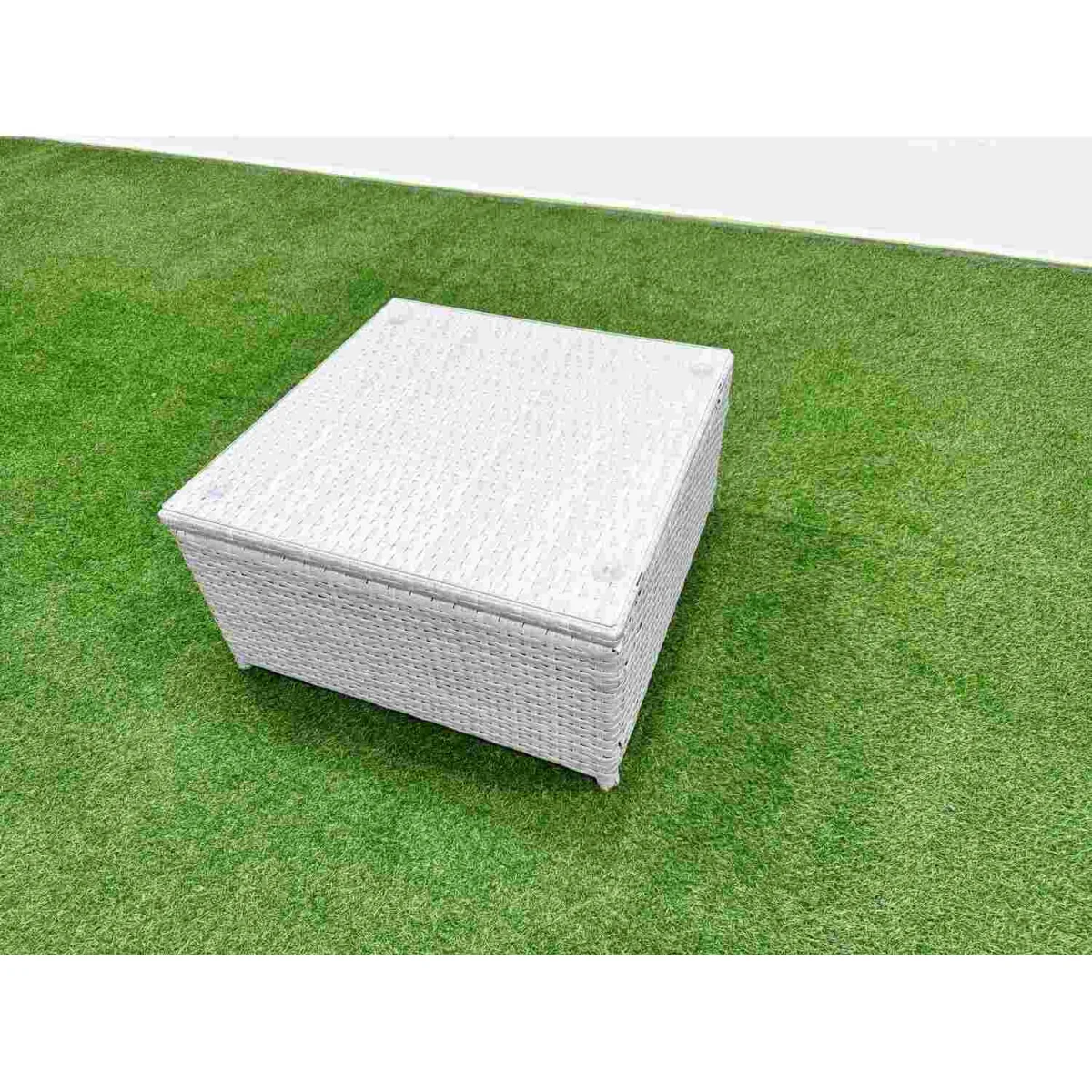 Fimous 8-Seater PE Rattan Reclining Garden Sofa Set with Glass Table, Light Grey - Light Grey – image 4