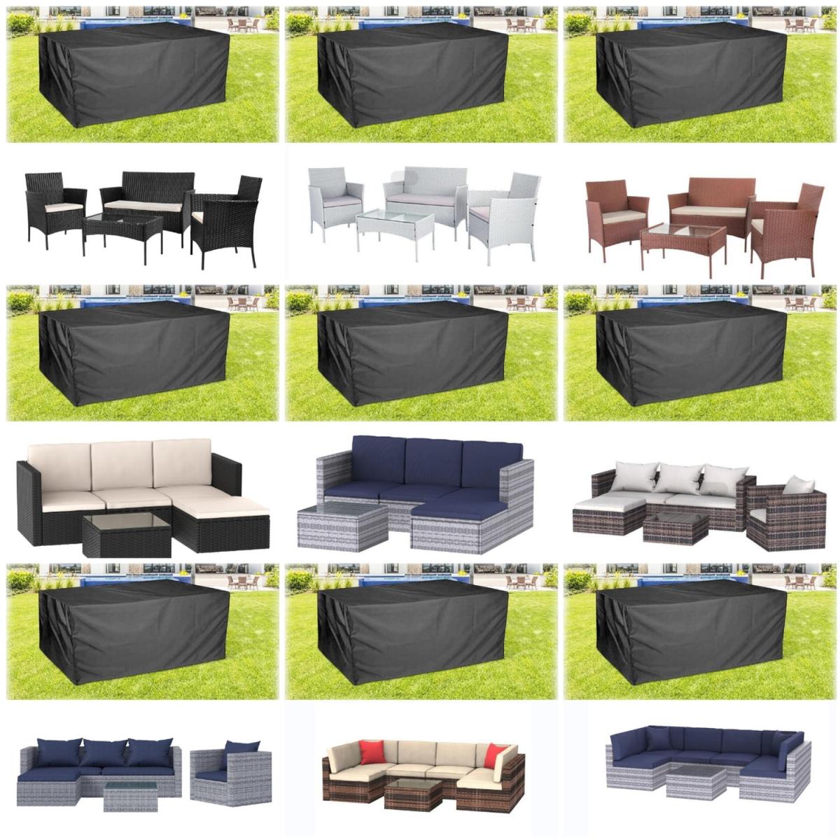 Outdoor Garden Rattan Furniture Set with Cover - Brown / 4 Seat – image 2