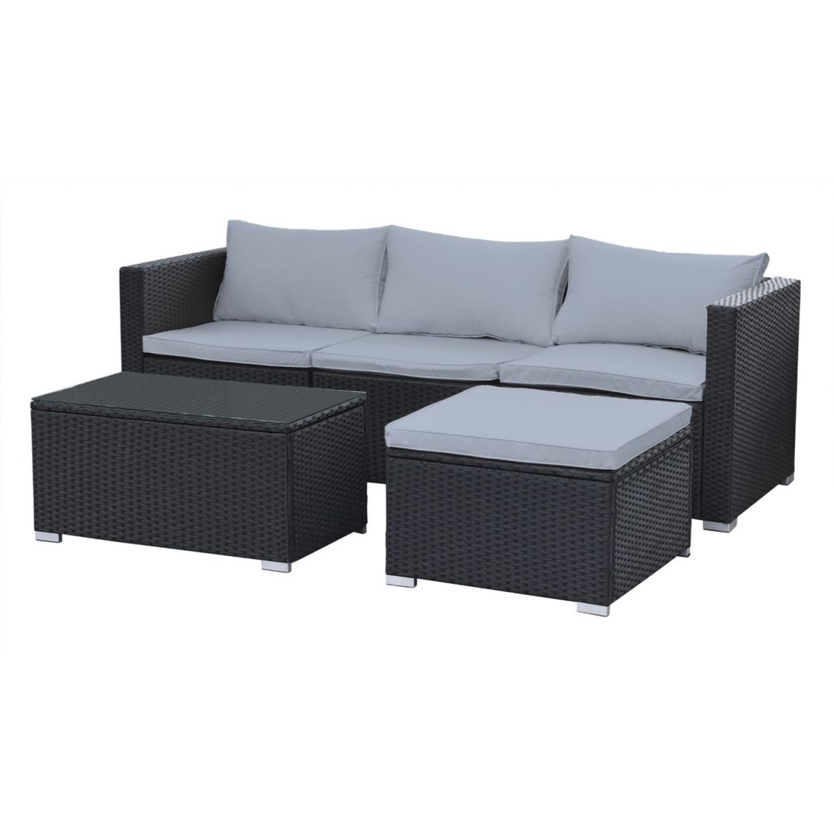 4-Seater Knightsbridge Rattan Sofa Set - Black – image 2