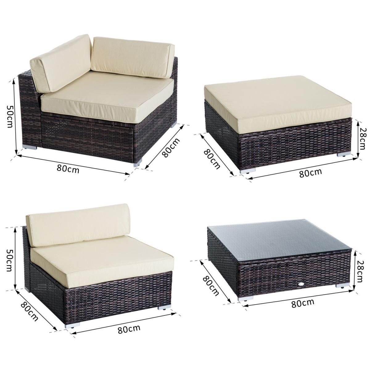 6 PCs Garden Rattan Furniture Set - Brown – image 6