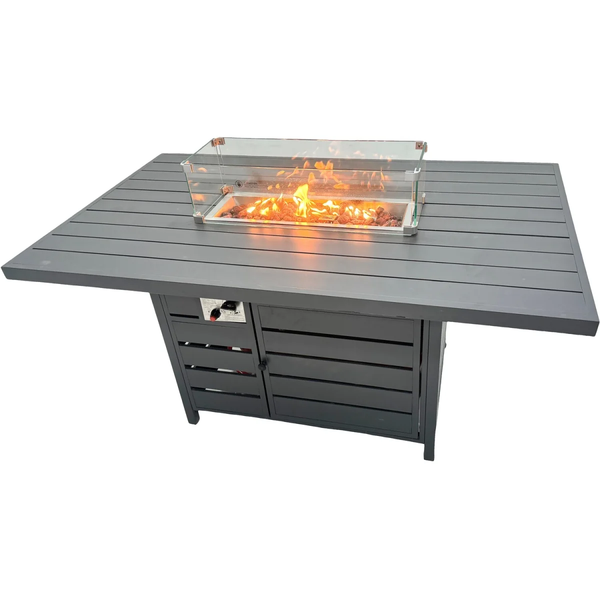 Fimous 9-Seater Aluminium Outdoor Lounge Set with Gas Fire Pit Table, Dark Grey. - Dark grey powder coated with dark grey fabric – image 2