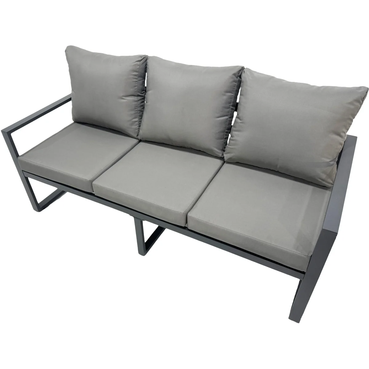 Fimous 9-Seater Aluminium Outdoor Lounge Set with Gas Fire Pit Table, Dark Grey. - Dark grey powder coated with dark grey fabric – image 3