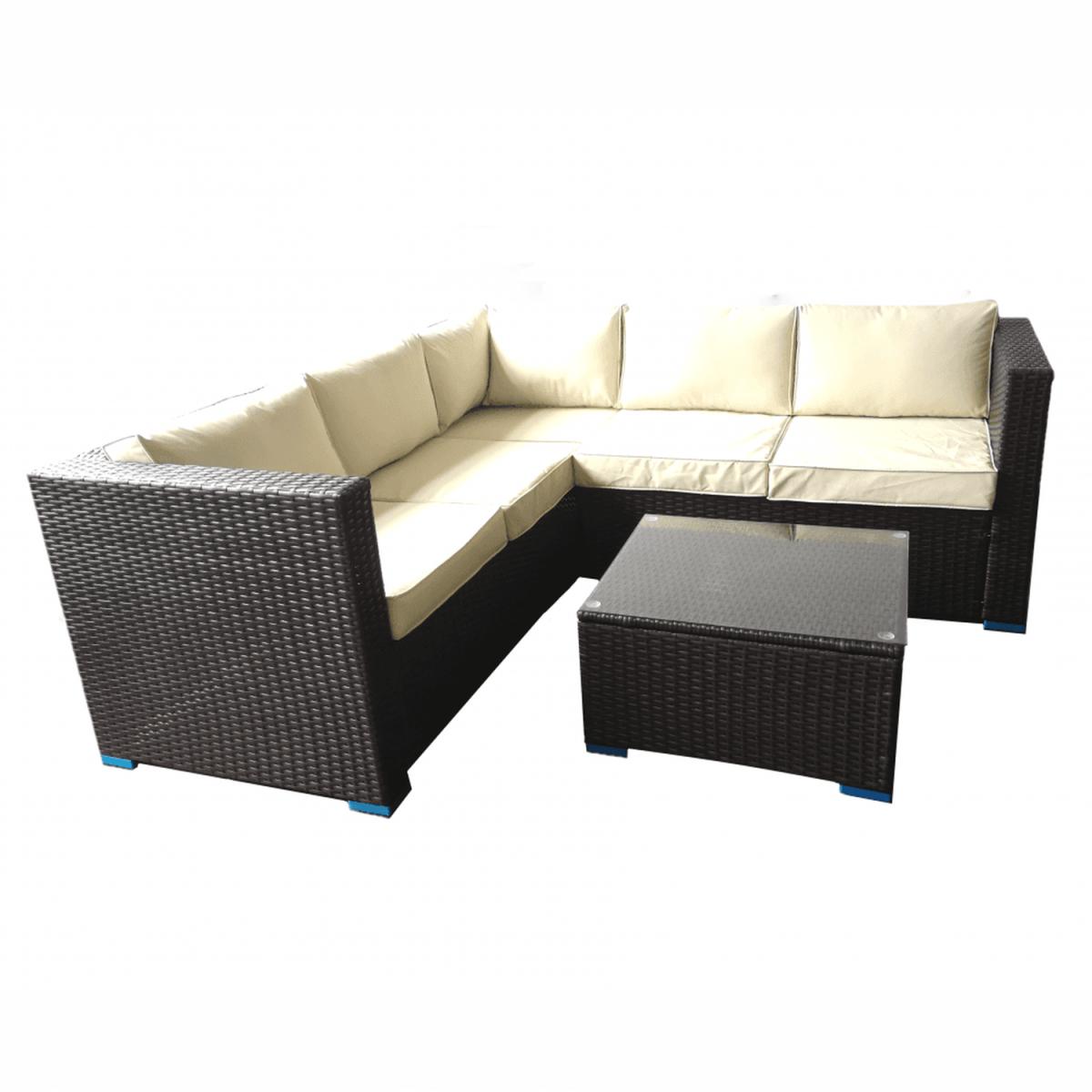 Charlotte Rattan Garden Corner Sofa Set 5 Seater - Traditional Dark Brown – image 4