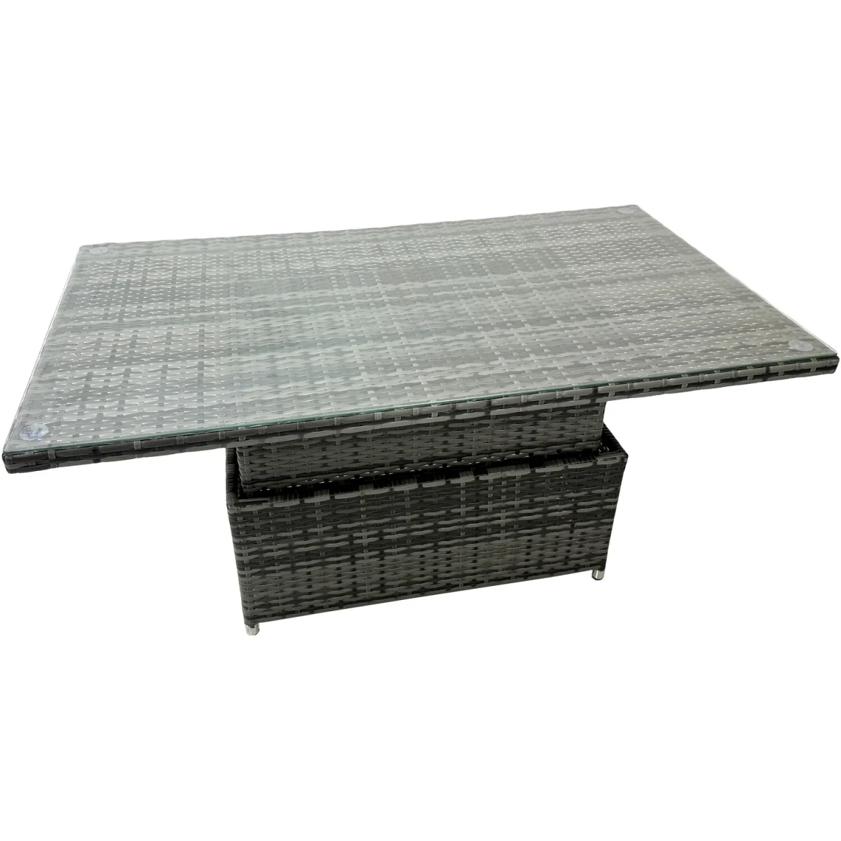 Fimous PE Rattan Outdoor Corner Sofa Set with Height-Adjustable Table, 4 Stools and 2 Chairs. - Dark Grey Mixed – image 2
