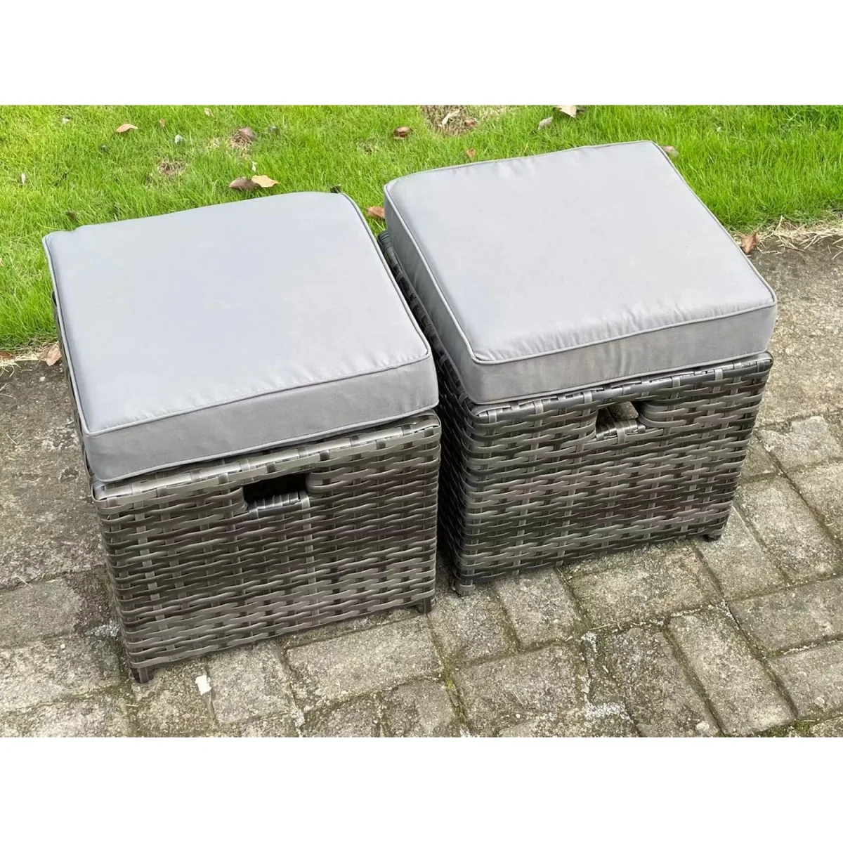 High Back Rattan Corner Sofa Set Outdoor Furniture 9 Seater - Dark Grey Mixed – image 2