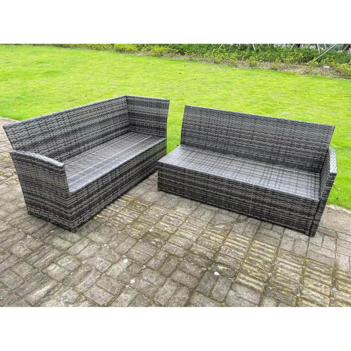 High Back Rattan Corner Sofa Set Outdoor Furniture 9 Seater - Dark Grey Mixed – image 4