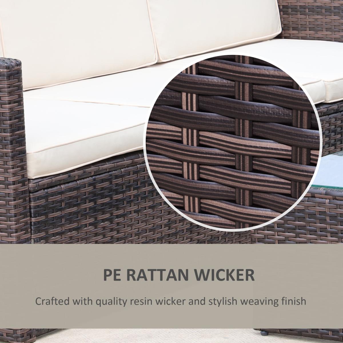 3pc PE Rattan Wicker Set Storage 3-seater - Brown – image 4