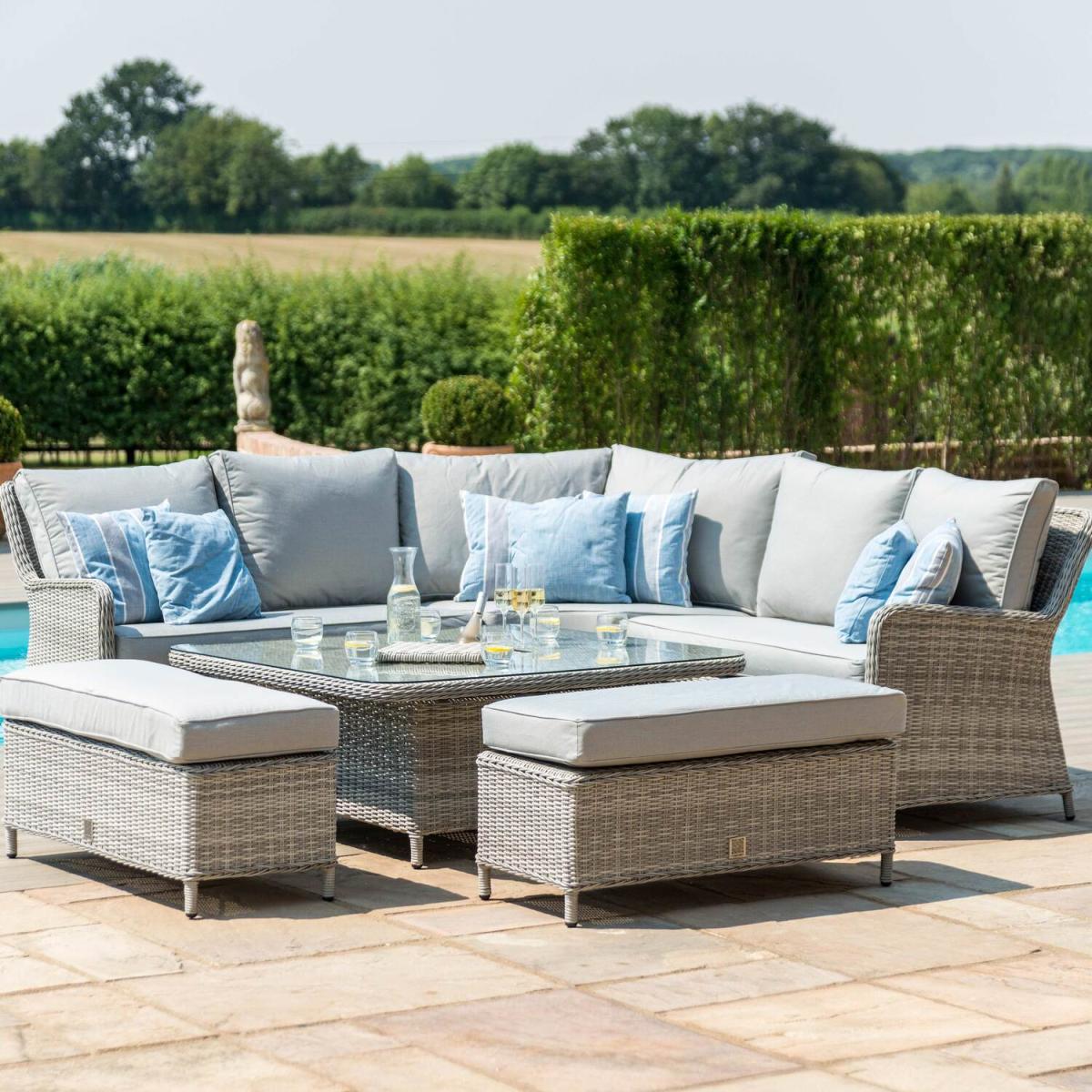 Oxford Royal Rattan Corner Dining Sofa Set Grey 8 Seater - Grey – image 2