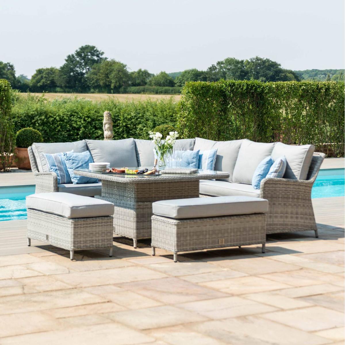 Oxford Royal Rattan Corner Dining Sofa Set Grey 8 Seater - Grey – image 3